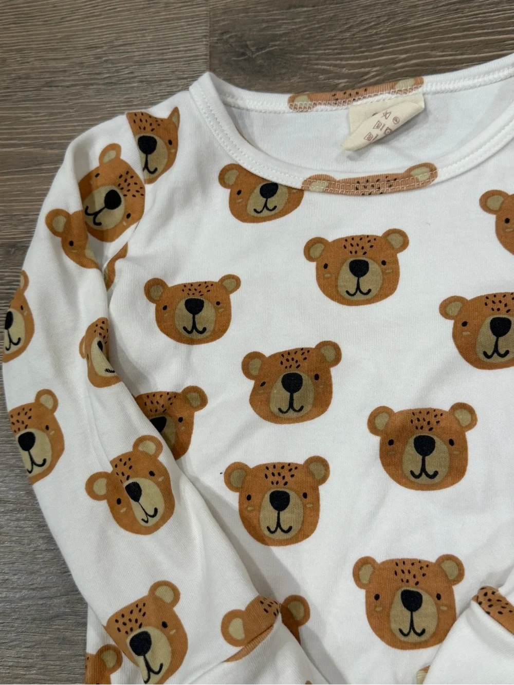 Siix organic cotton bear pajamas set long sleeve gender neutral